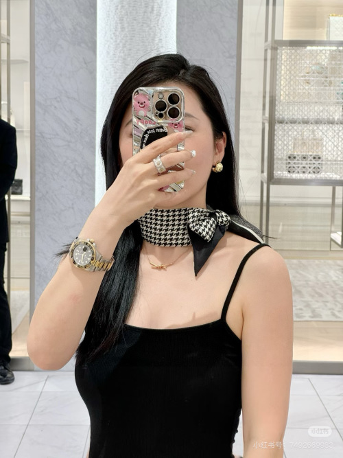 Dior Houndstooth Silk Ribbon Scarf, Double-Sided Design, Versatile Style 1 Dior Houndstooth Silk Ribbon Scarf, Double-Sided Design, Versatile Style