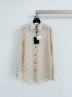 Louis Vuitton Clothing Shirts & Blouses Apricot Color Printing Silk