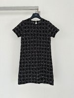 Dior Luxury
 Clothing Dresses AAA Replica
 Black Weave Cotton