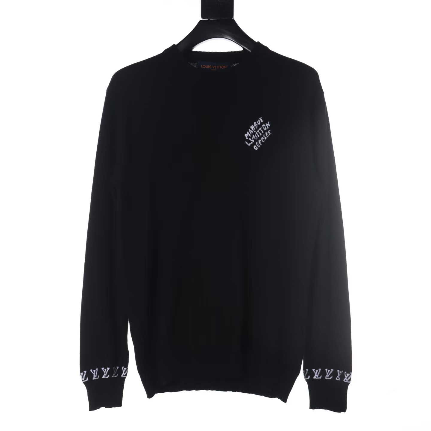 Louis Vuitton Long Sleeve Wool Crew Neck Sweater with Jacquard Logo