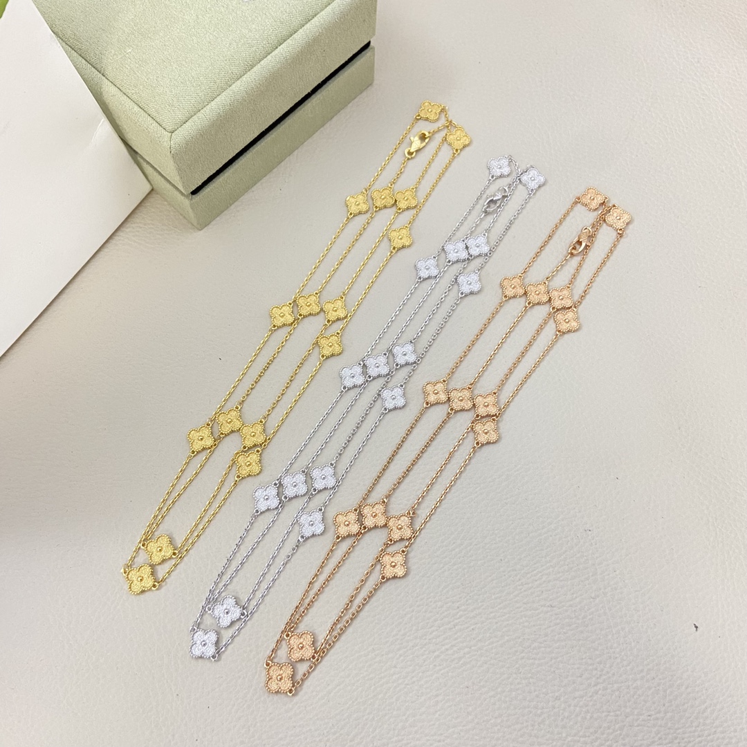 梵克雅宝项链 新品烫金迷你十六花项链 编号：FFM270650