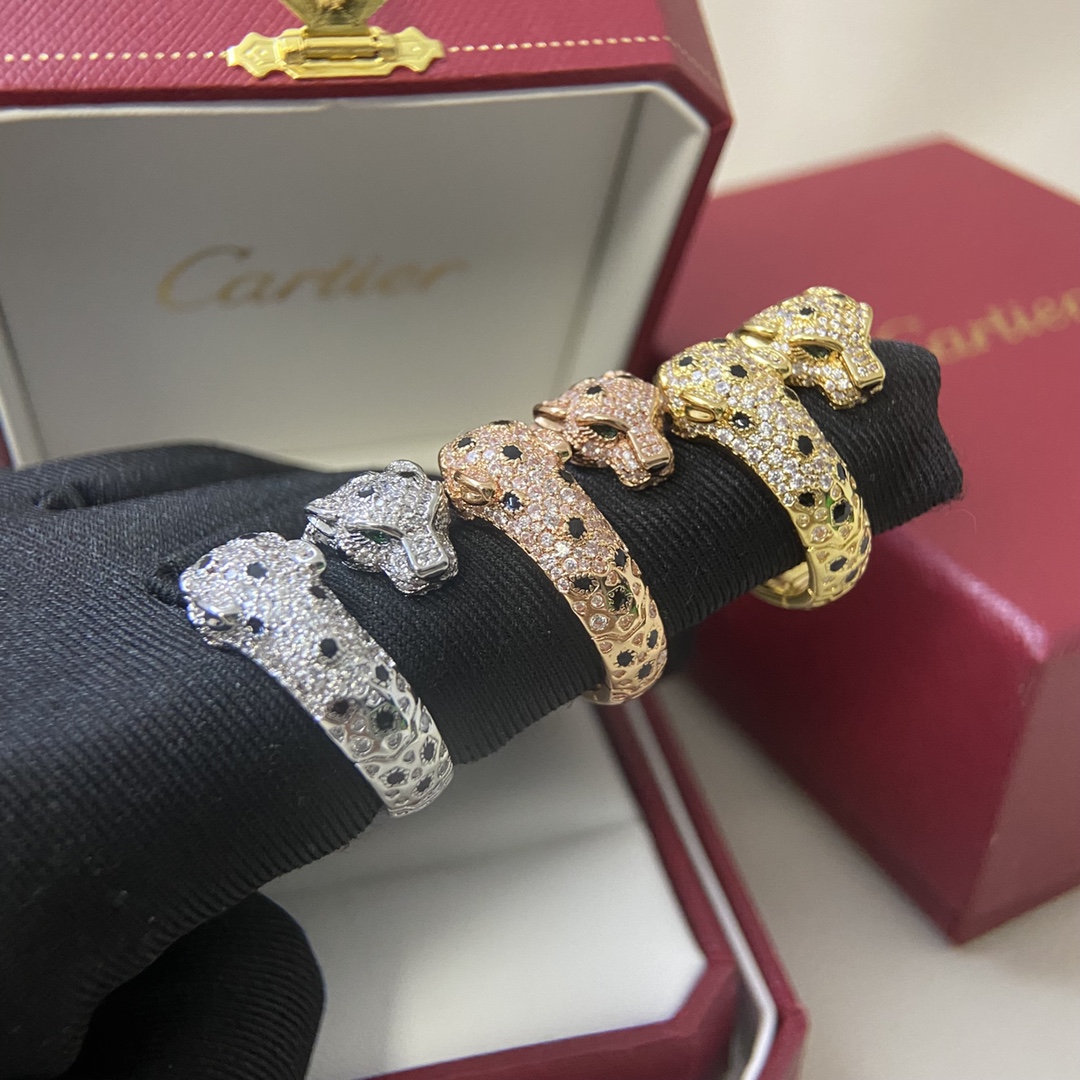 NO:754148,P Cartier ring new full diamond double-headed leopard ring code number S M, Cartier ring,cartier,ring19860909P 卡地亚戒指 新品满钻双头豹戒指 码号S M,卡地亚戒指,cartier,ring,Jewelry