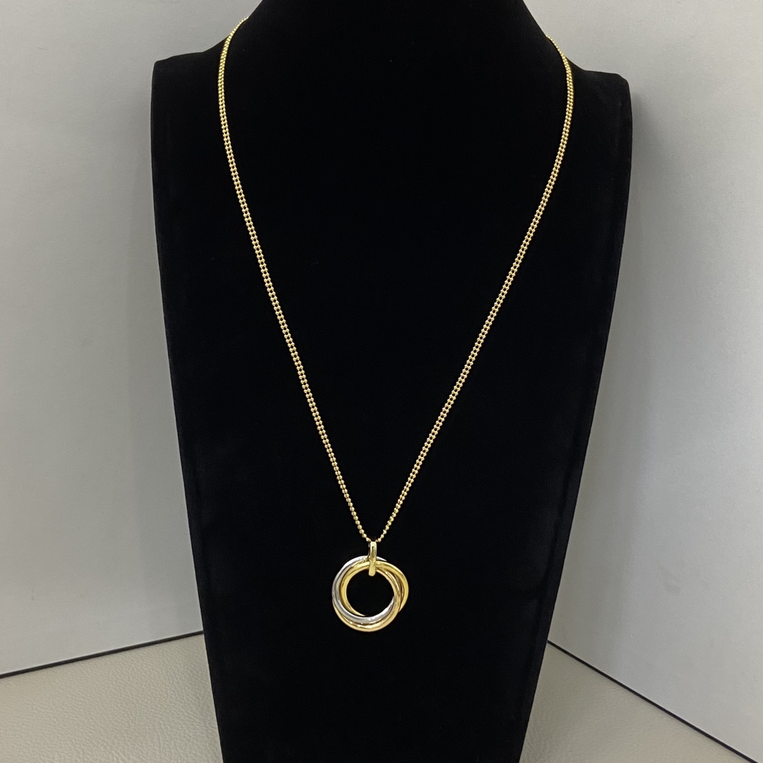 ¥138 卡地亚项链 KDXLH0008-064新品光面三色三环项链 