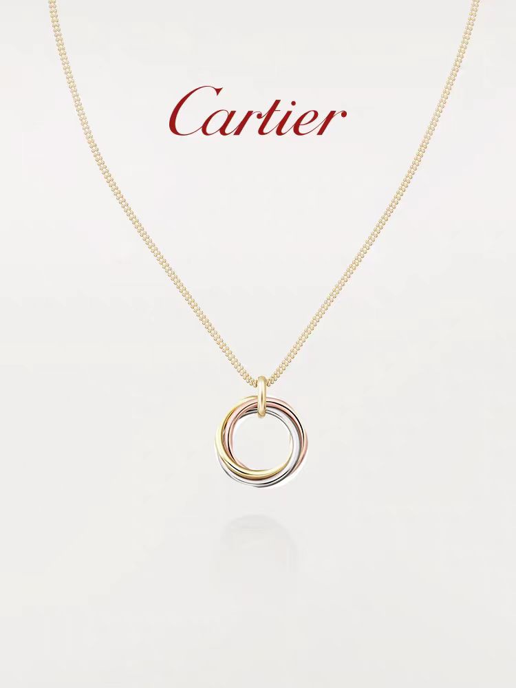 ¥138 卡地亚项链 KDXLH0008-064新品光面三色三环项链 