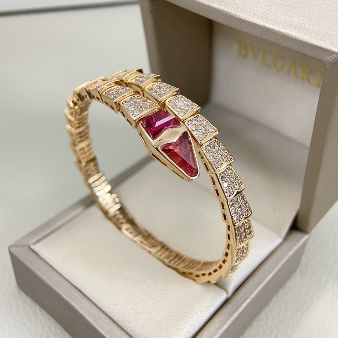 ¥188 宝格丽手镯 BGSZP0001-110新品满钻红宝石🐍手镯 