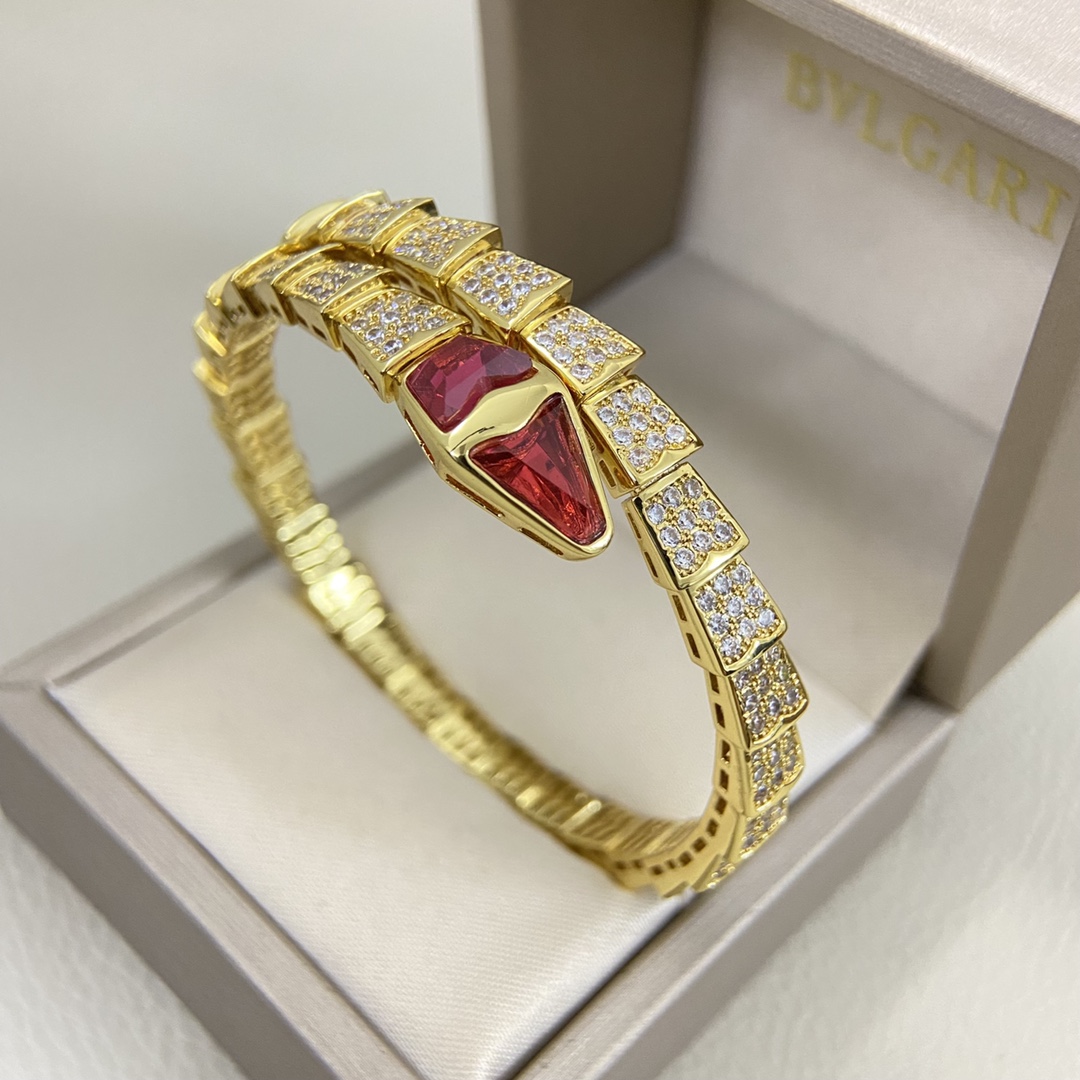 ¥188 宝格丽手镯 BGSZP0001-110新品满钻红宝石🐍手镯 