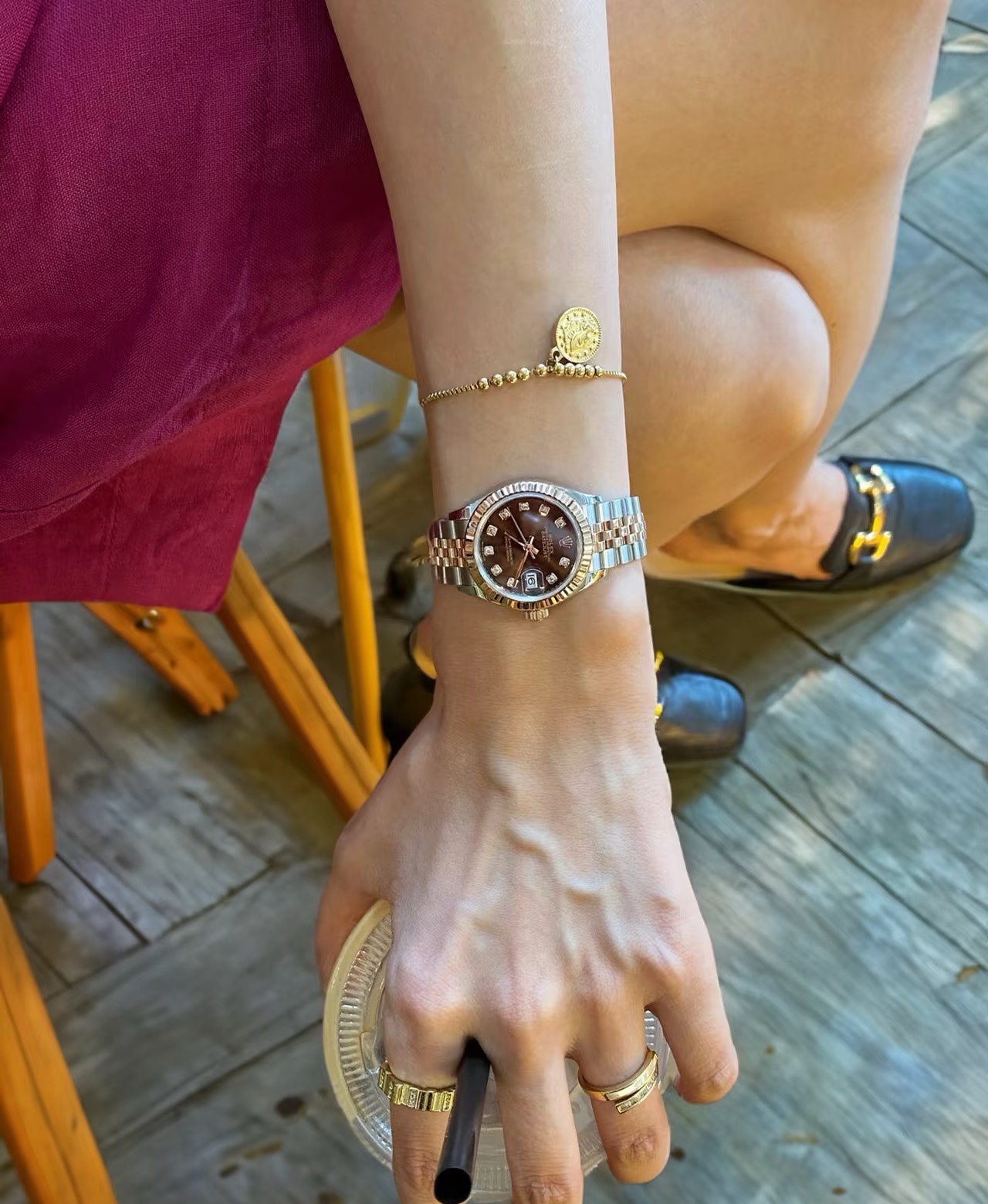 NO:385065,Cutting chocolate disc log 31mm dial diameter 316L stainless steel imported fully automatic mechanical movement, a grade-grade matching of autumn and winter, every time I see the real thing, I am amazed,19860909客定巧克力盘日志 31mm表盘直径 316L精钢材质 进口全自动机械机芯 与秋冬一级般配的咖钻 每次看到实物都被惊艳到,,Watch