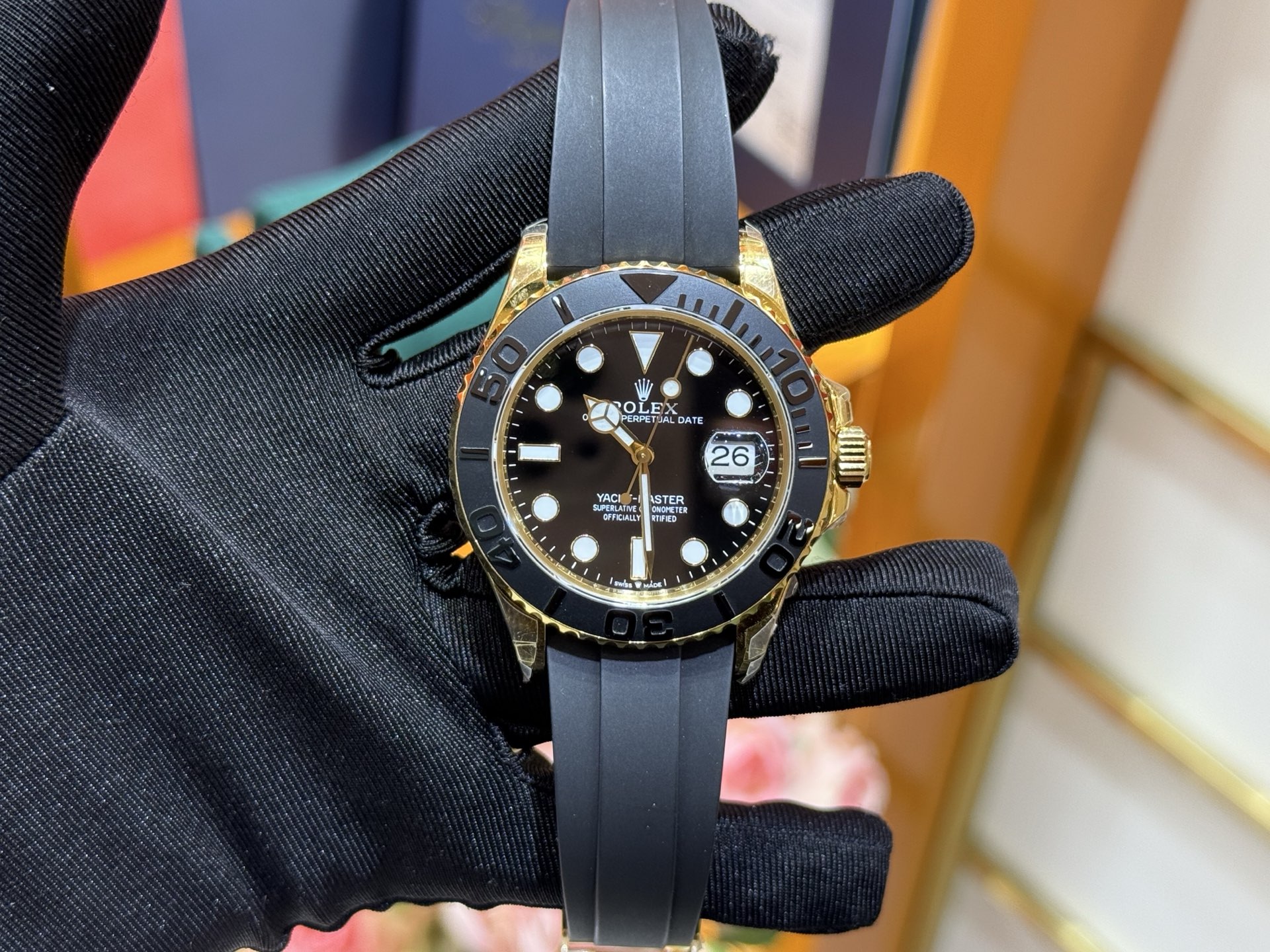 NO:384971,Rolex Gold Yacht Made Series 226658 Watch diameter 42mm Plated 18K Gold Material Imported Fraction Tape, Rolex, Gold19860909劳力士黄金游艇名仕型系列226658 表径42mm 镀18K黄金材质 进口弗胶带,,rolex,gold,Watch