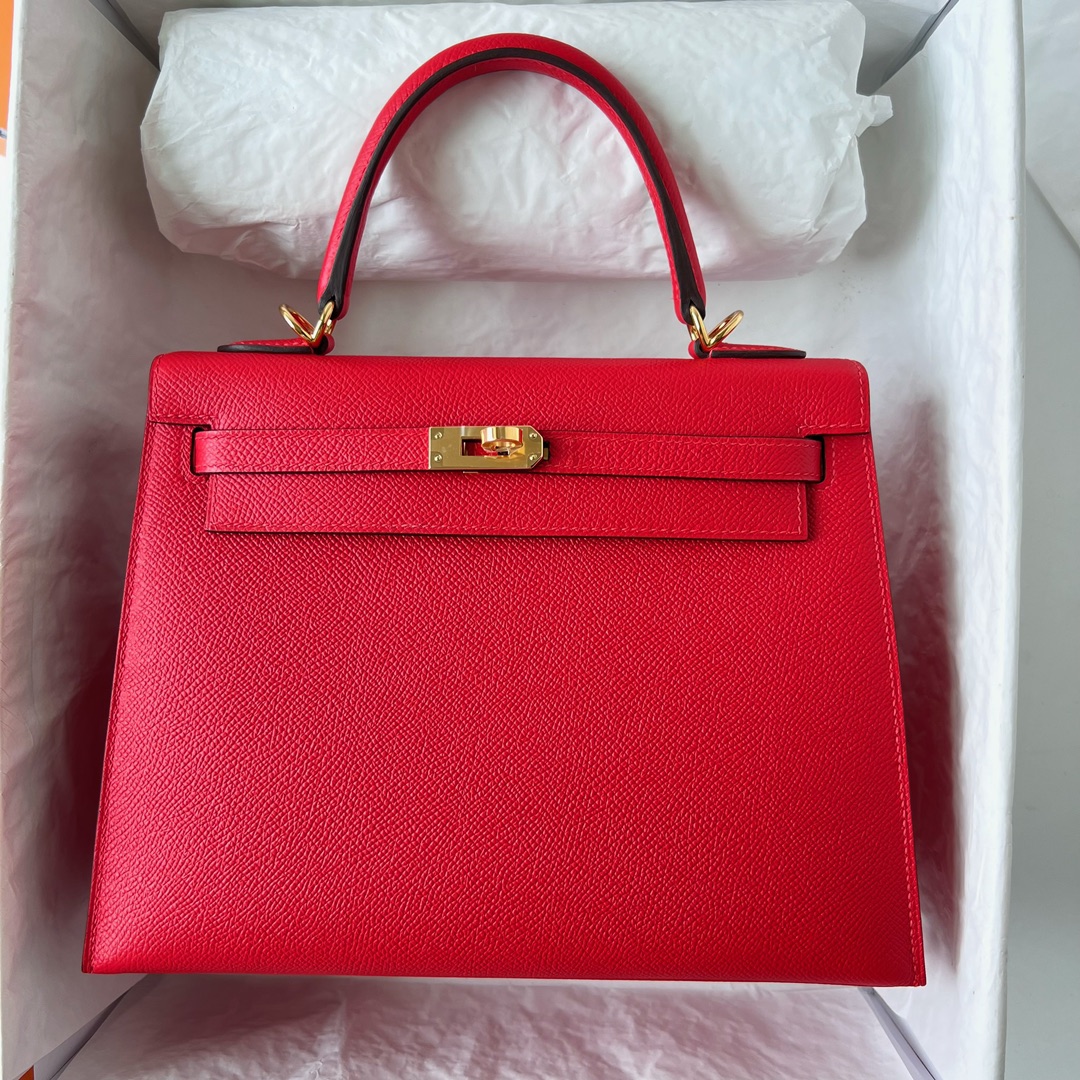 Replica perfetta
 Hermes Kelly Borsette Borse Crossbody & Borse a Tracolla Rosso Hardware oro Epsom