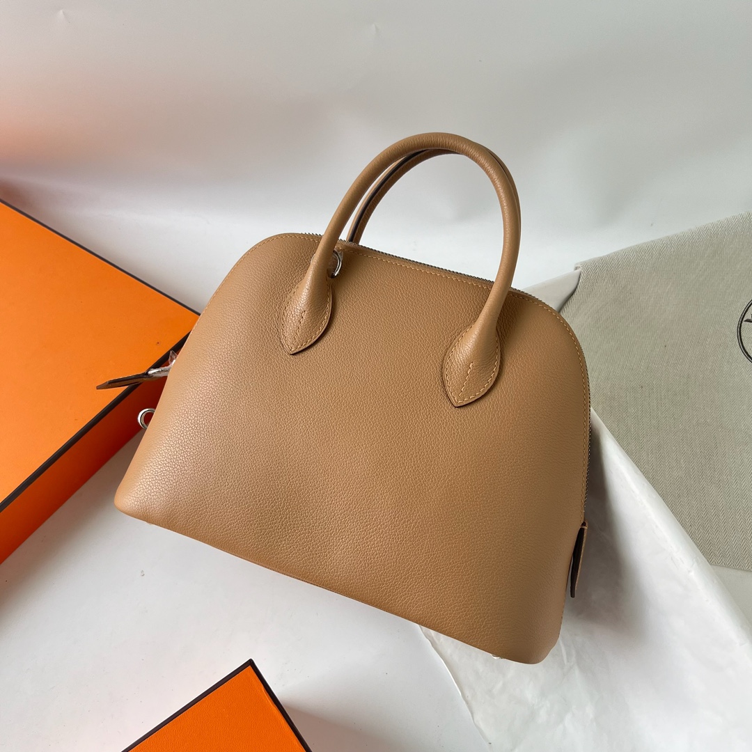 Hermès Bolide 25cm Evercolor Leather Handbag - Milk Tea & Mauve Purple 2 i1700033294 6353 1