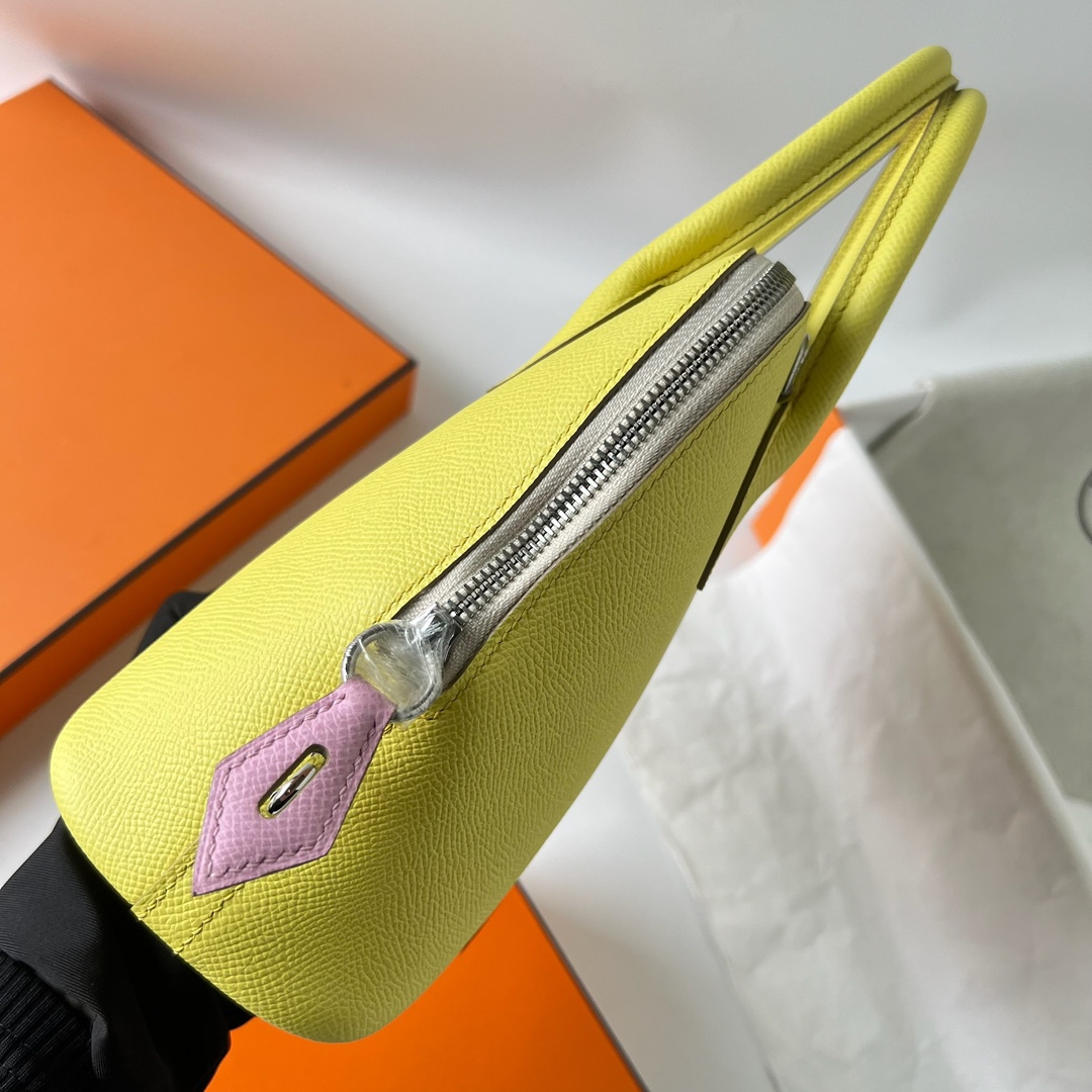 Bolide 25cm Epsom Lemon Yellow Handbag with Silver Hardware 6 i1700033872 1555 4