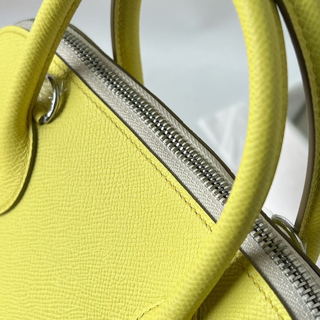 Bolide 25cm Epsom Lemon Yellow Handbag with Silver Hardware 5 i1700033872 1622 3