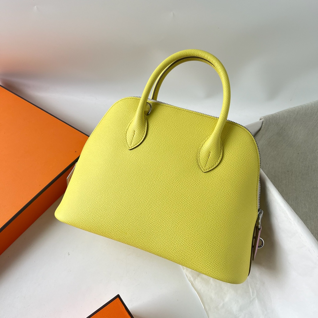 Bolide 25cm Epsom Lemon Yellow Handbag with Silver Hardware 3 i1700033872 6366 1