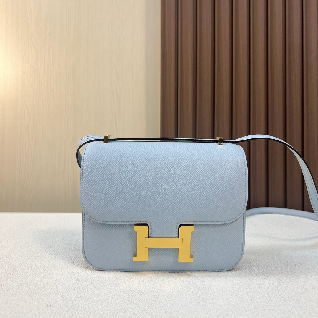 NO:919430,Constance 19cm Esom T0 fog blue gold buckle first-class craftsmanship wax thread sewing Ghw customization, Hermes, Hermes, Hermes,19860909Constance 19cm Esom T0雾蓝色 金扣 一级工艺 手工蜡线缝 Ghw 定制,爱马仕,hermes,Hermes,,Bag