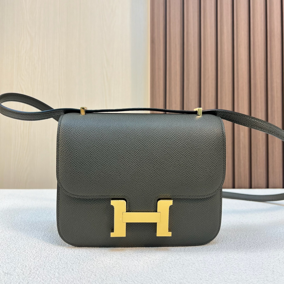 NO:919434,Constance 19cm Esom C6 gray green gold buckle, first-class craftsmanship, hand-waxed stitching, Ghw customization, Hermes, hermes, Hermes,19860909Constance 19cm Esom C6灰绿色 金扣 一级工艺 手工蜡线缝 Ghw 定制,爱马仕,hermes,Hermes,,Bag