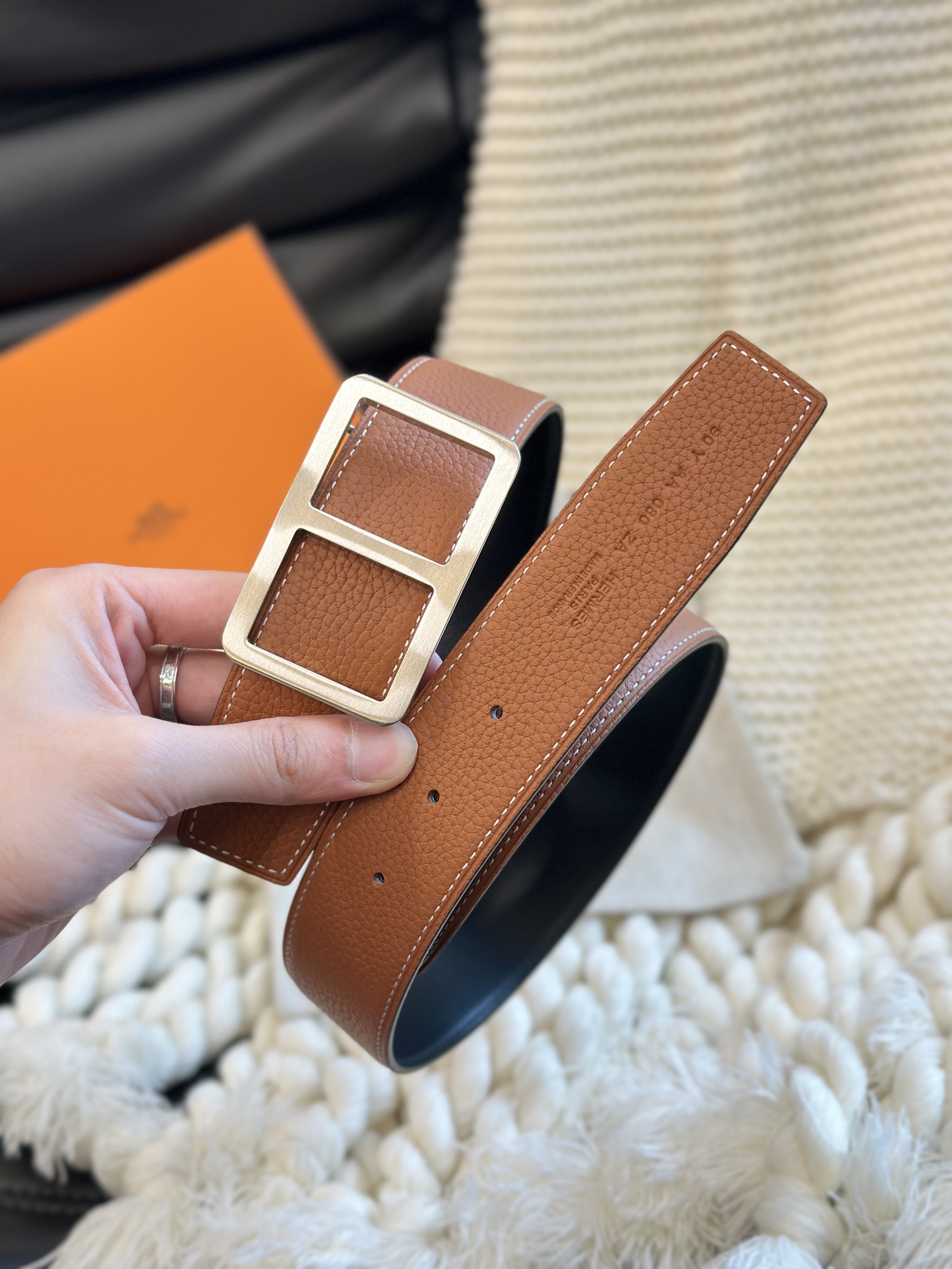 [Hermès Belts]Hermes original custom double-sided high-quality top-layer cowhi