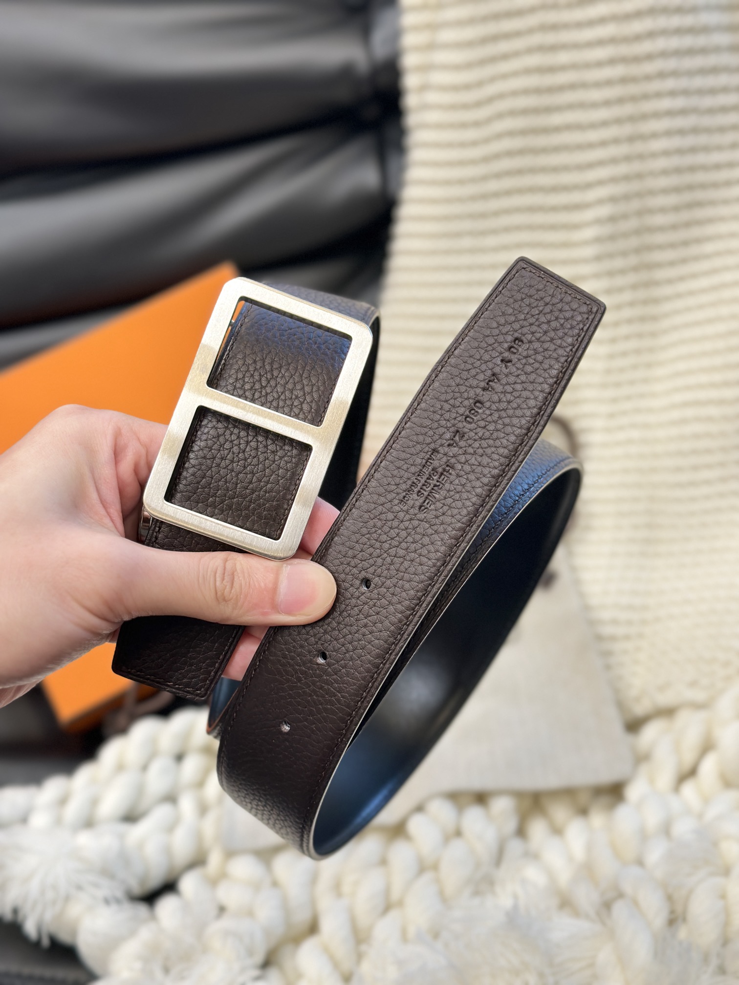 [Hermès Belts]Hermes original custom double-sided high-quality top-layer cowhi