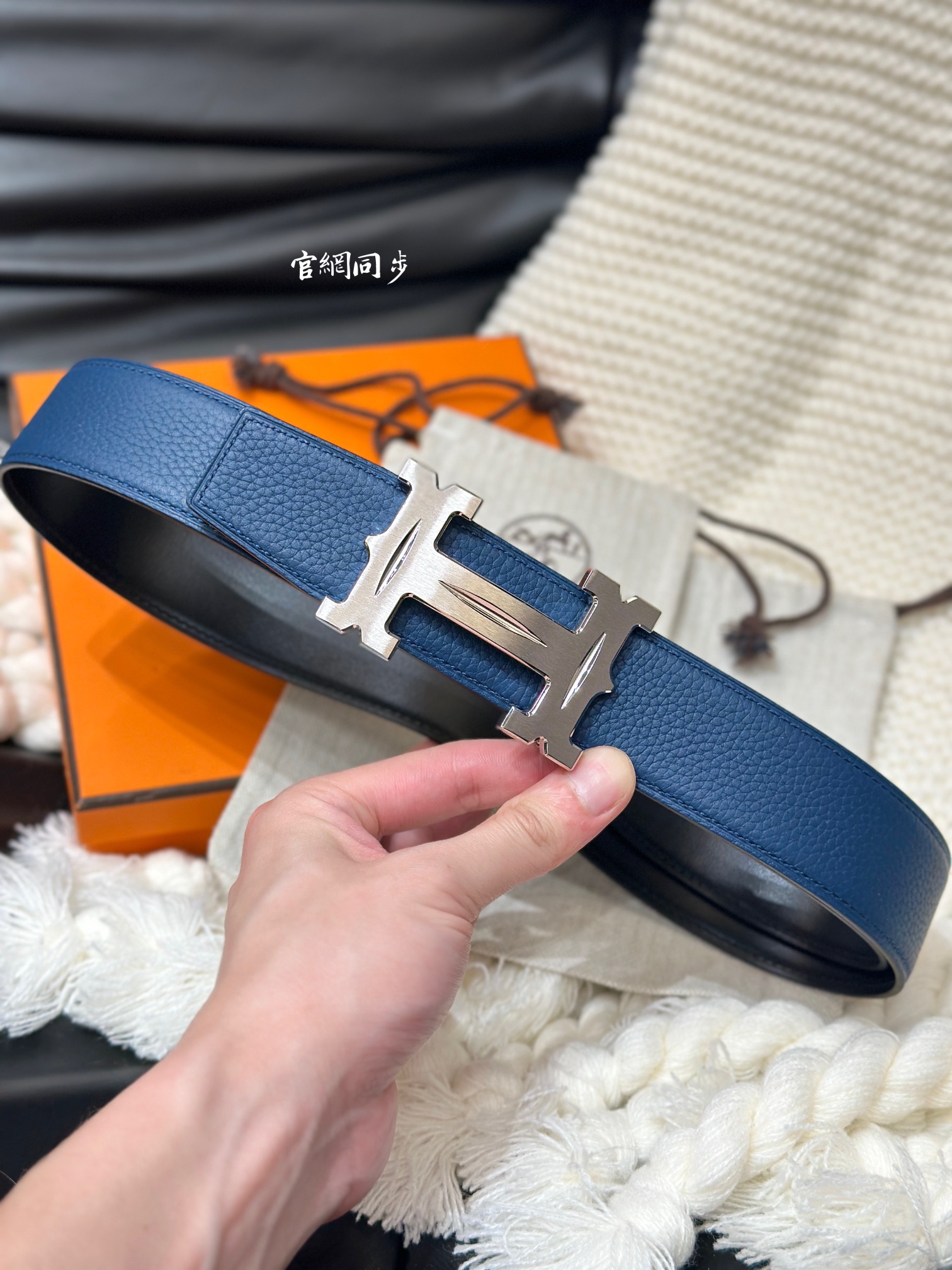 [Hermès Belts]Hermès 3.8 wide high-quality first layer cowhide lychee pattern