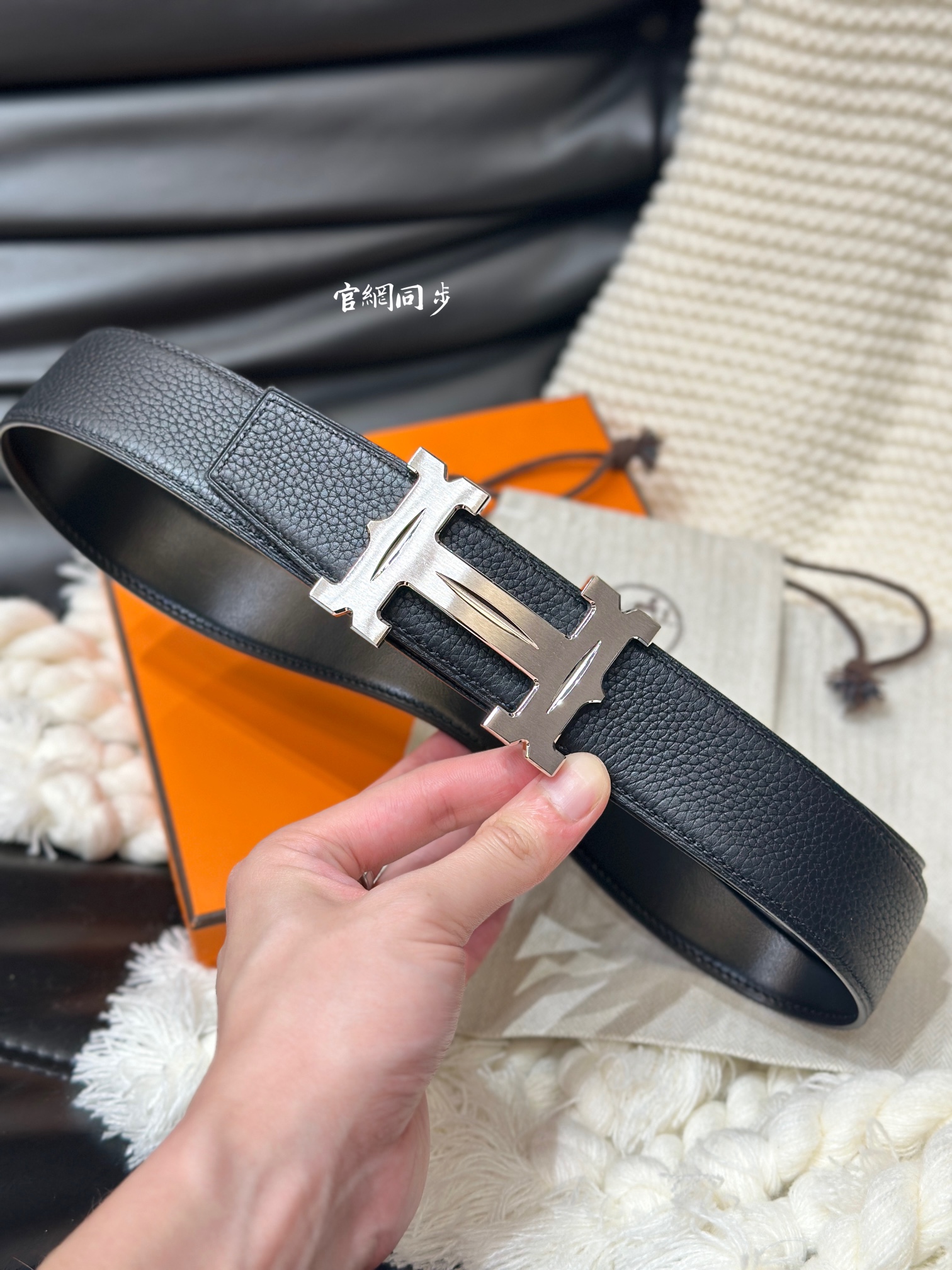 [Hermès Belts]Hermès 3.8 wide high-quality first layer cowhide lychee pattern