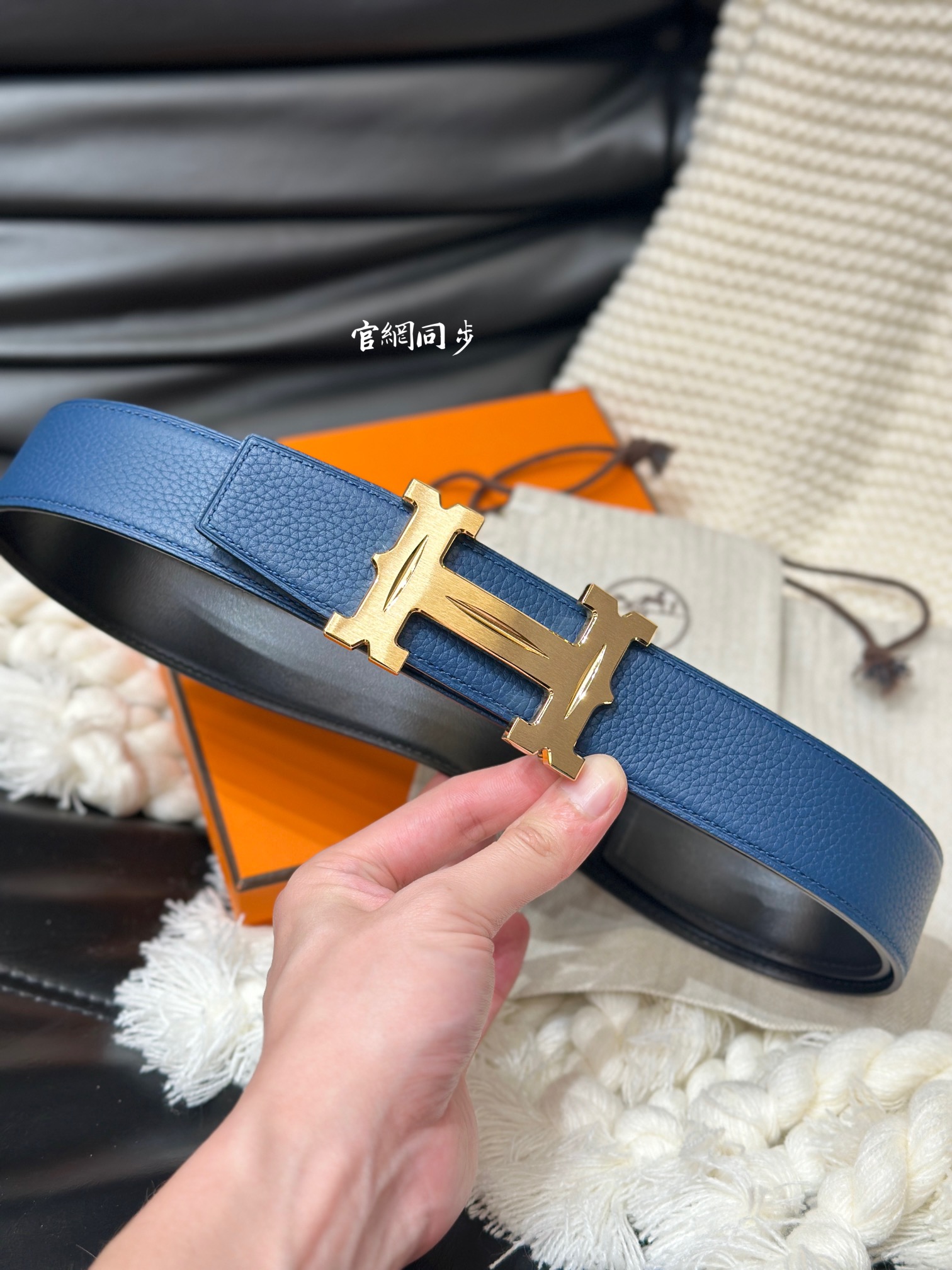 [Hermès Belts]Hermès 3.8 wide high-quality first layer cowhide lychee pattern