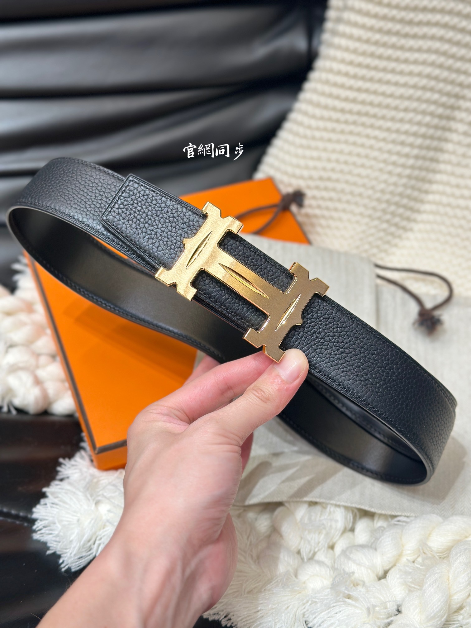 [Hermès Belts]Hermès 3.8 wide high-quality first layer cowhide lychee pattern