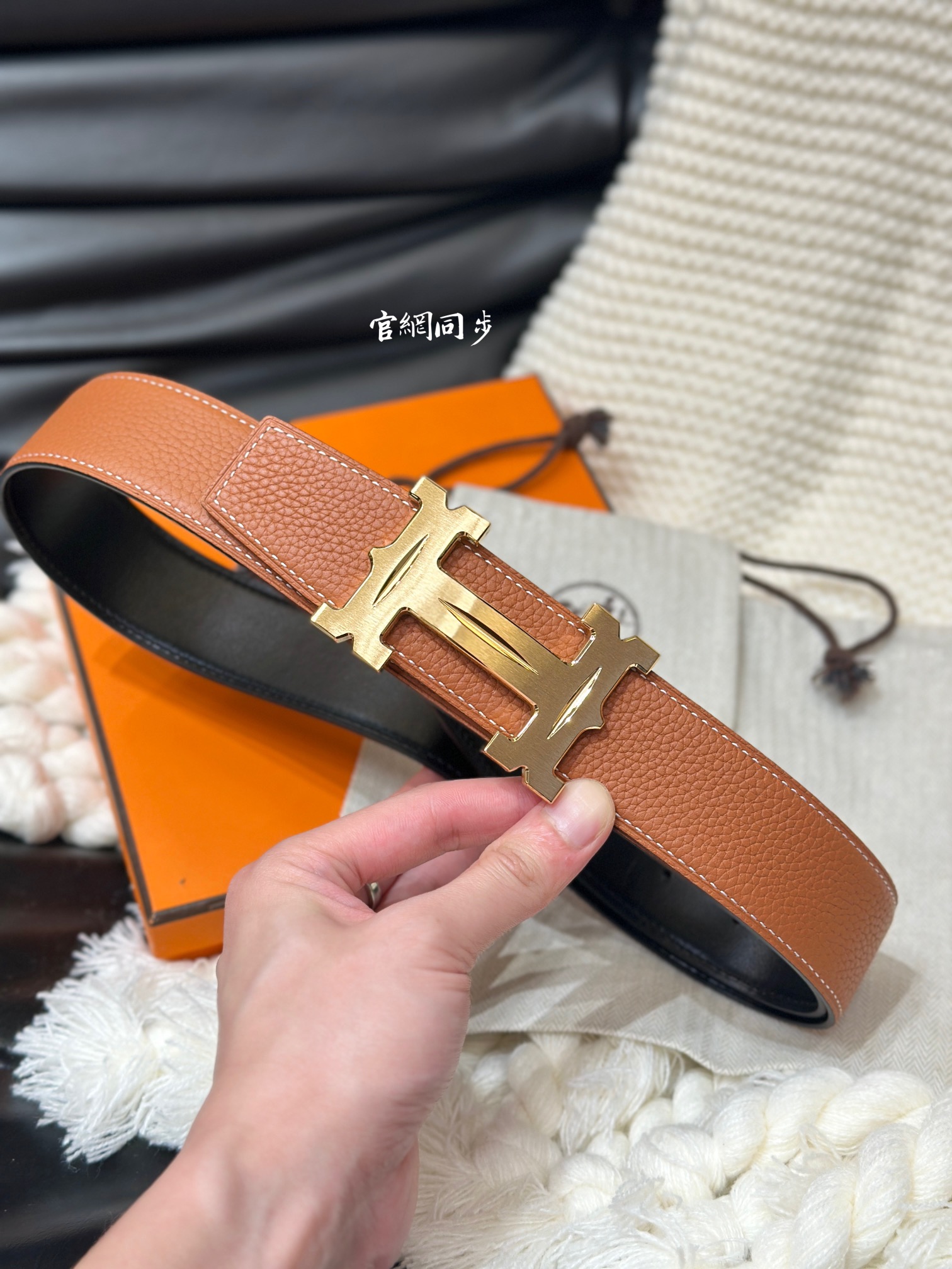 [Hermès Belts]Hermès 3.8 wide high-quality first layer cowhide lychee pattern