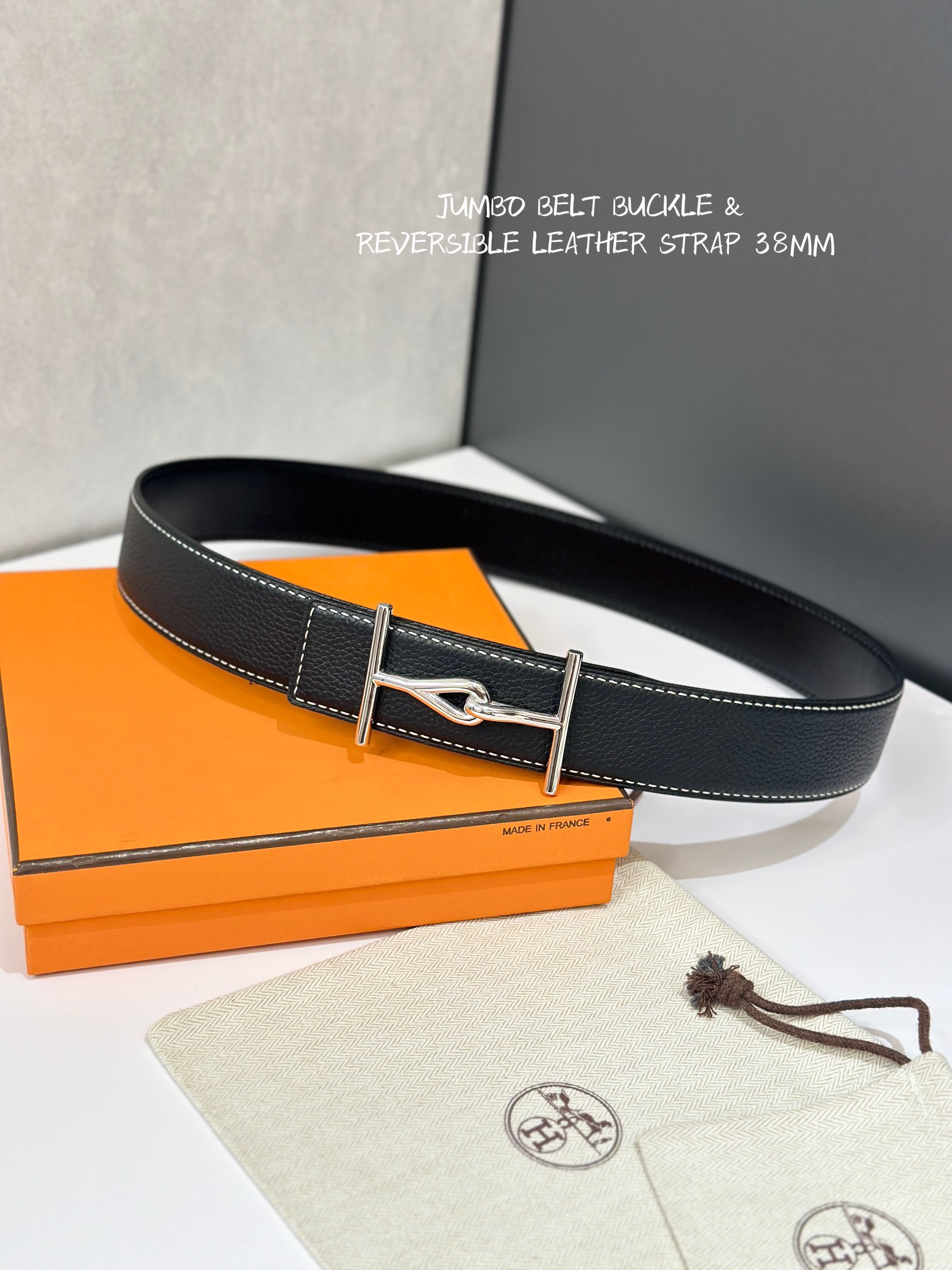 JUMBO BELT BUCKLE & REVERSIBLE LEATHER STRAMM