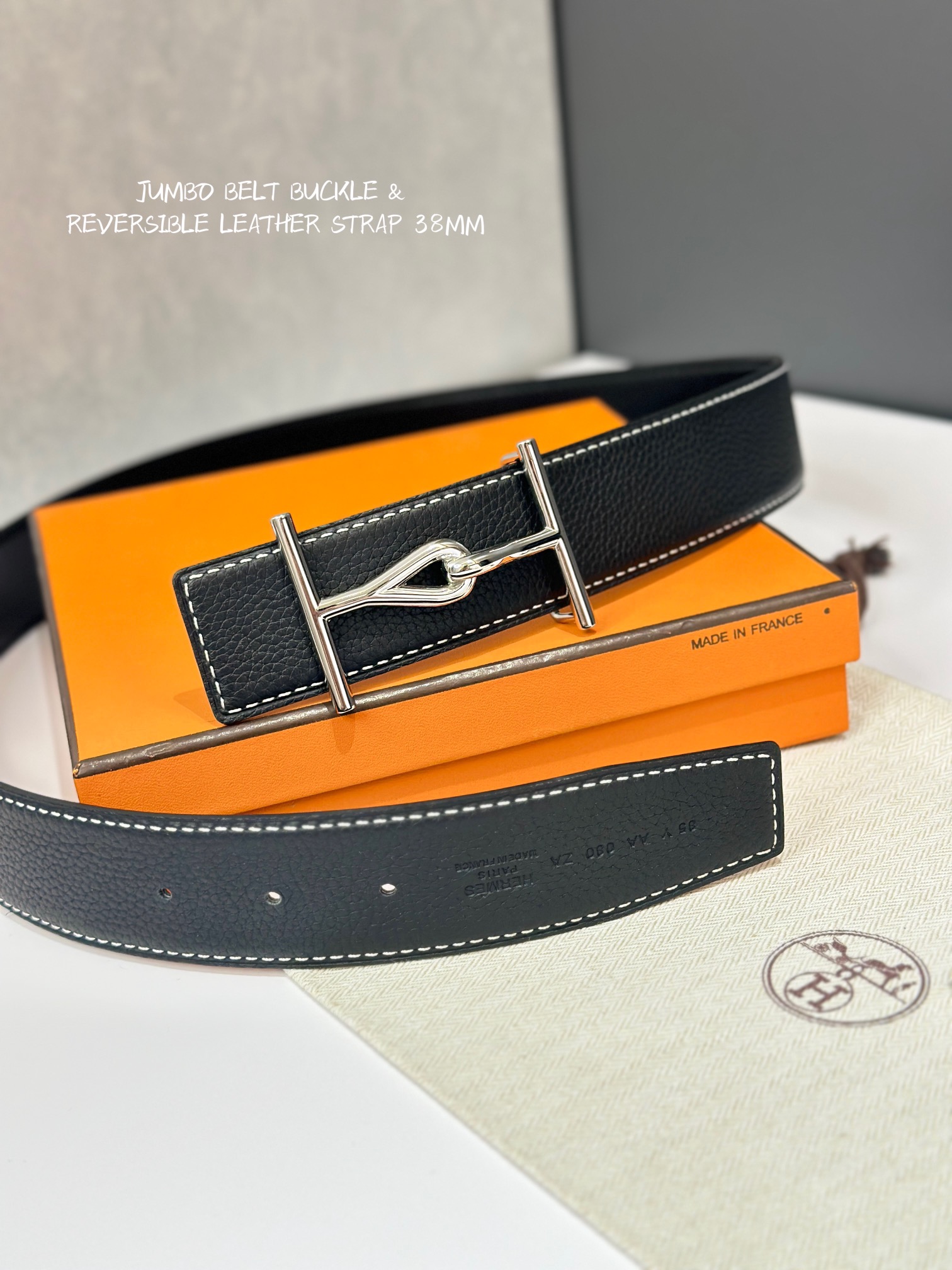 JUMBO BELT BUCKLE & REVERSIBLE LEATHER STRAMM