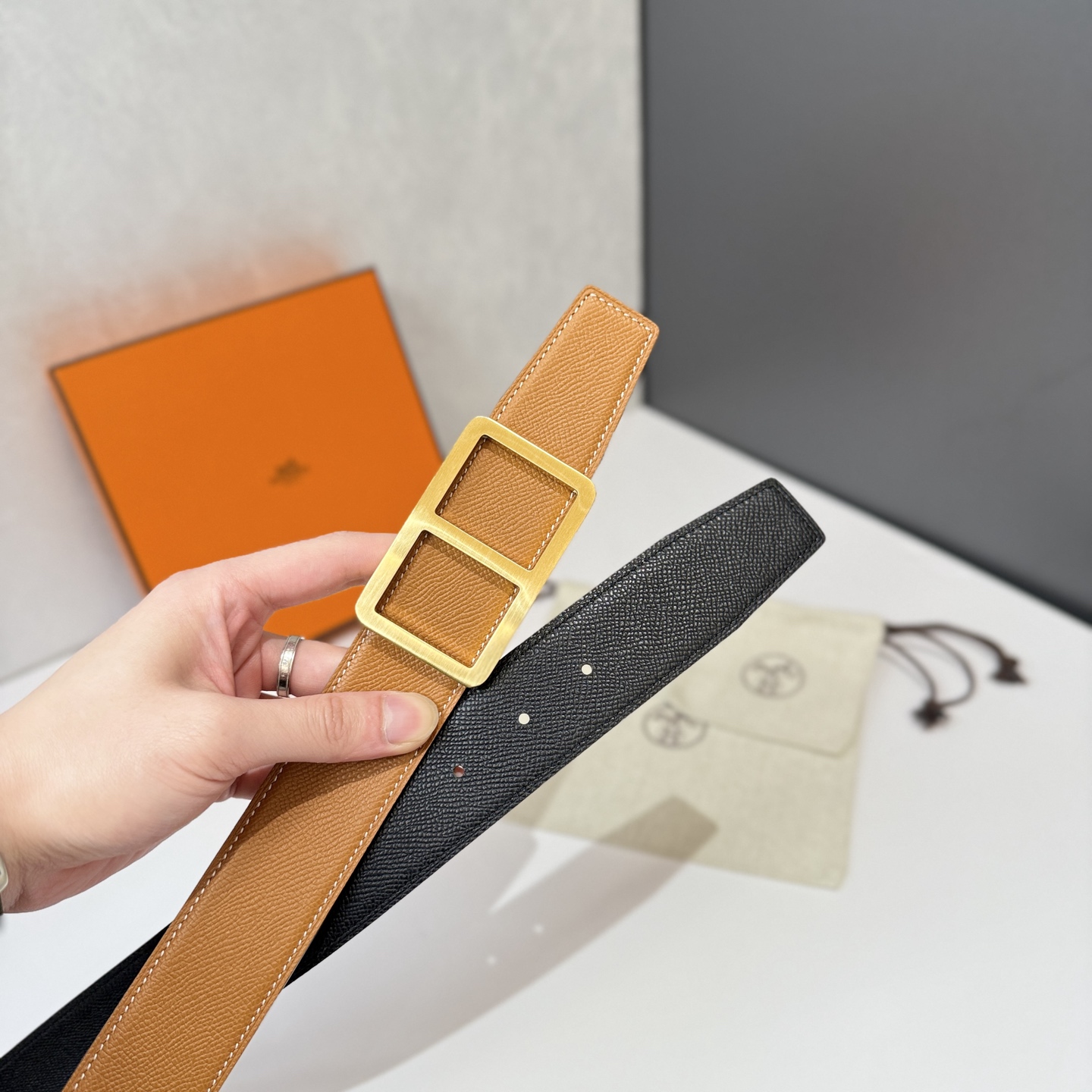 Hermes Men's Belt 38MM – Iconic H Buckle, Premium Leather, Black with Gold Hardware 6 i1740805901816 5482 0 4