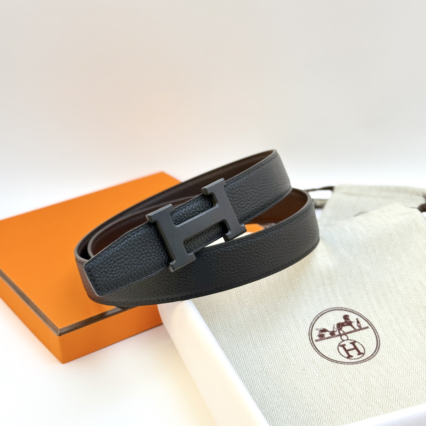 [Hermès Belts]Hermes 3.2 wide, high-quality first layer cowhide lychee pattern