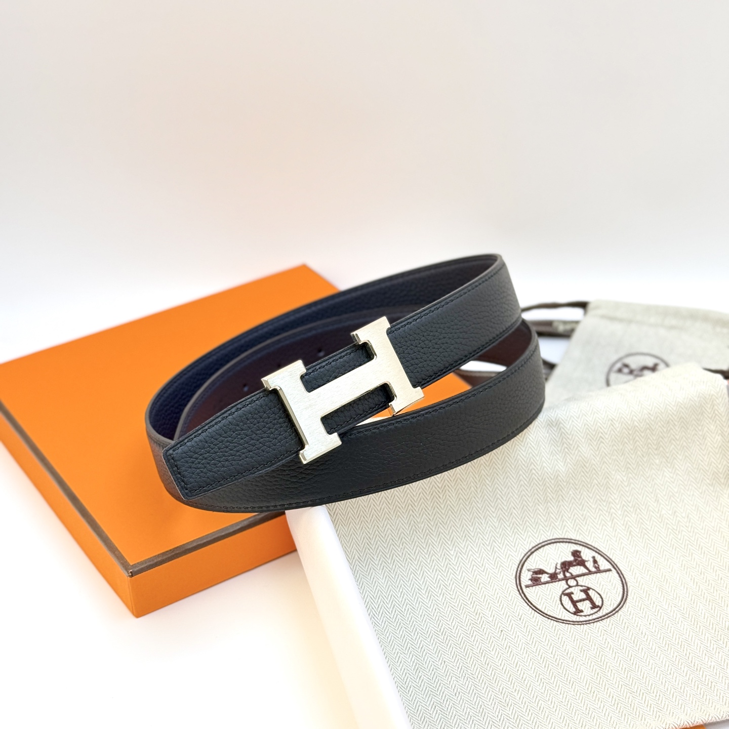 [Hermès Belts]Hermes 3.2 wide, high-quality first layer cowhide lychee pattern