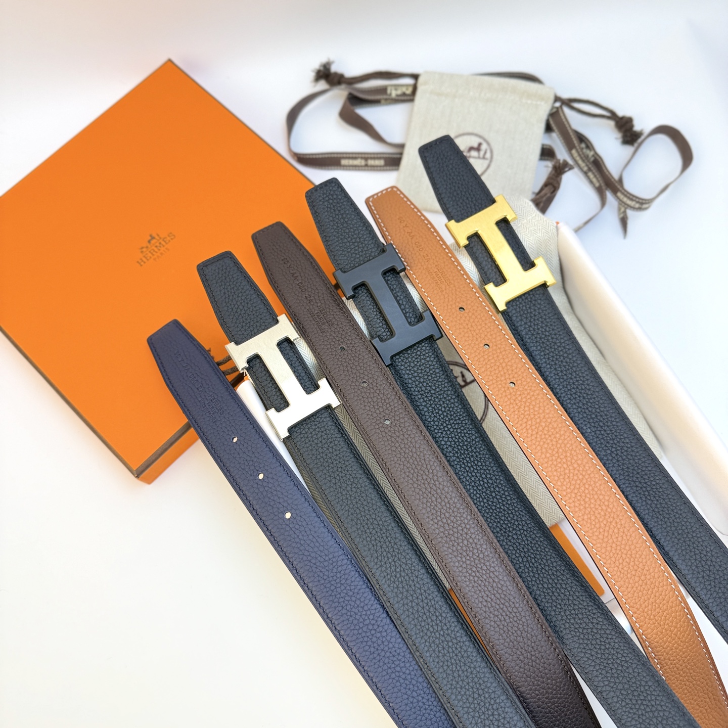 [Hermès Belts]Hermes 3.2 wide, high-quality first layer cowhide lychee pattern