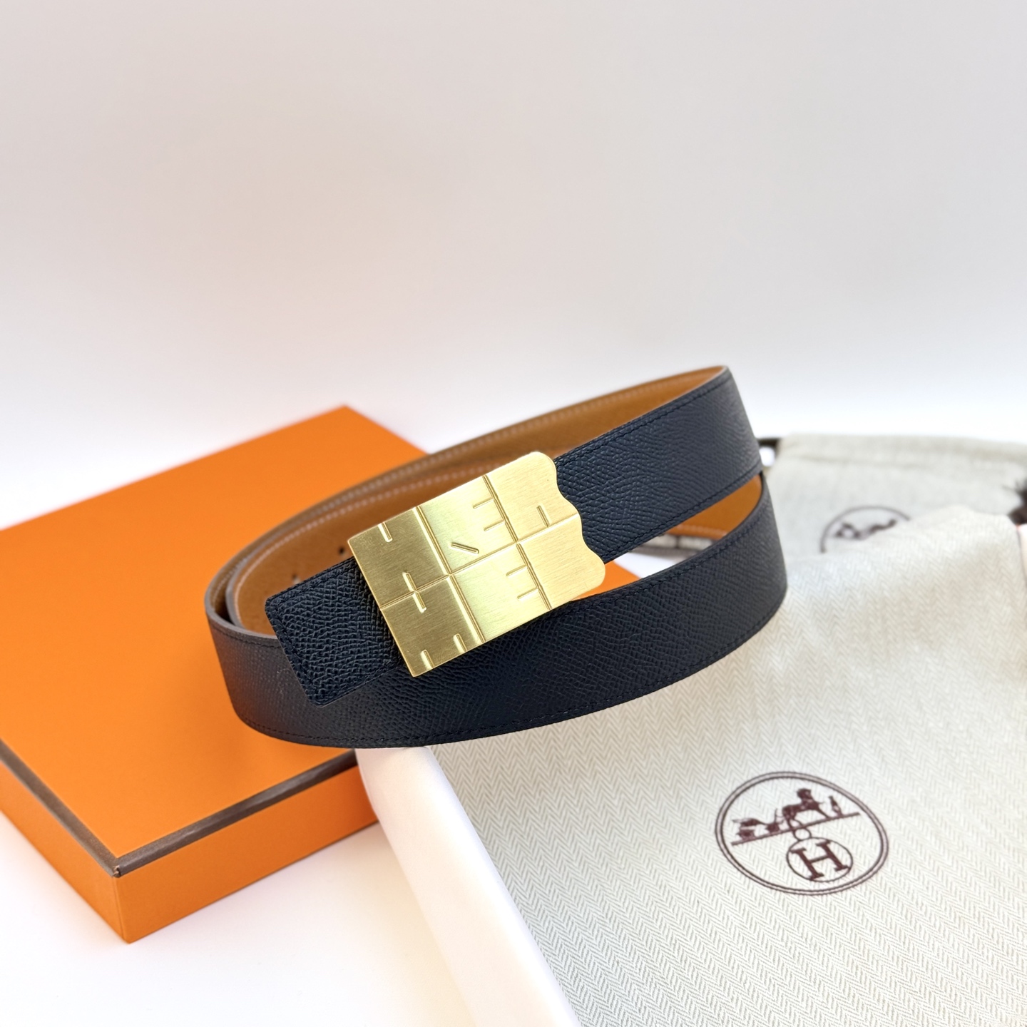 [Hermès Belts]Hermes 3.2 wide, high-quality first layer cowhide lychee pattern