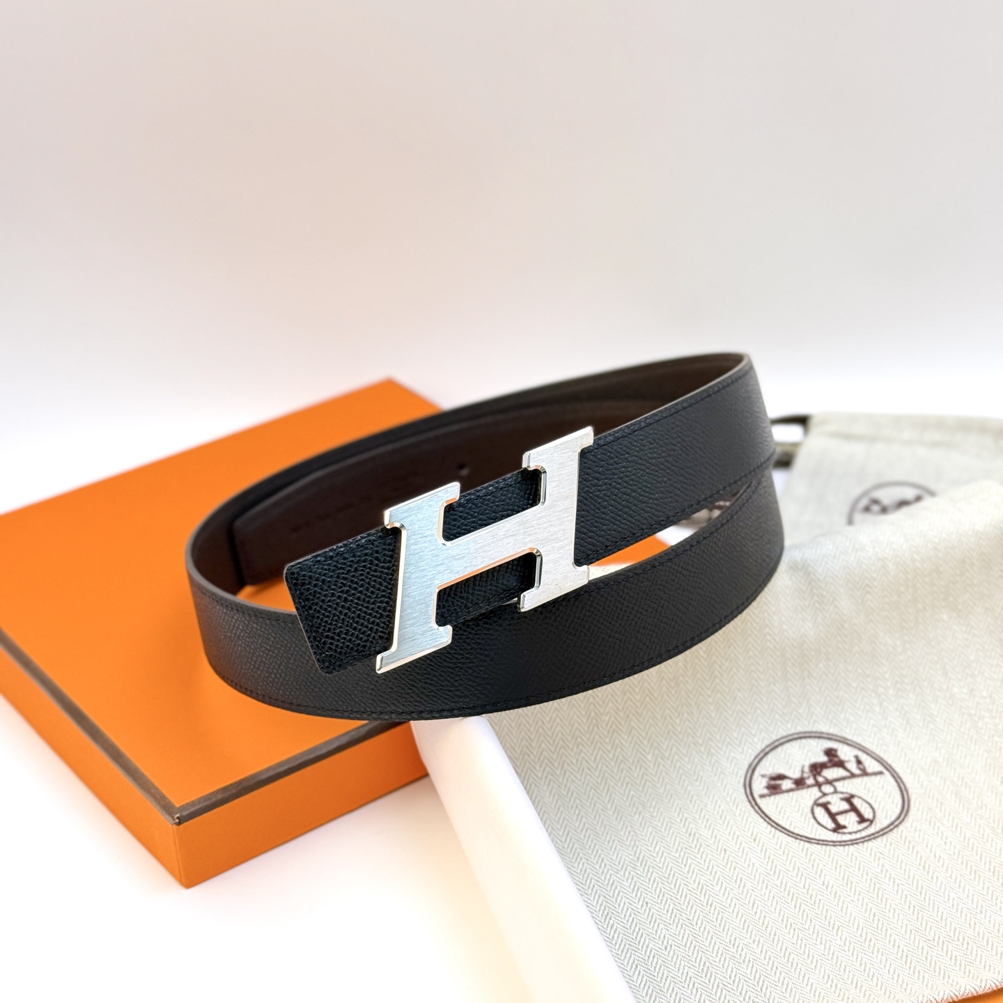 [Hermès Belts]Hermès 3.2 wide high-quality first layer cowhide lychee pattern