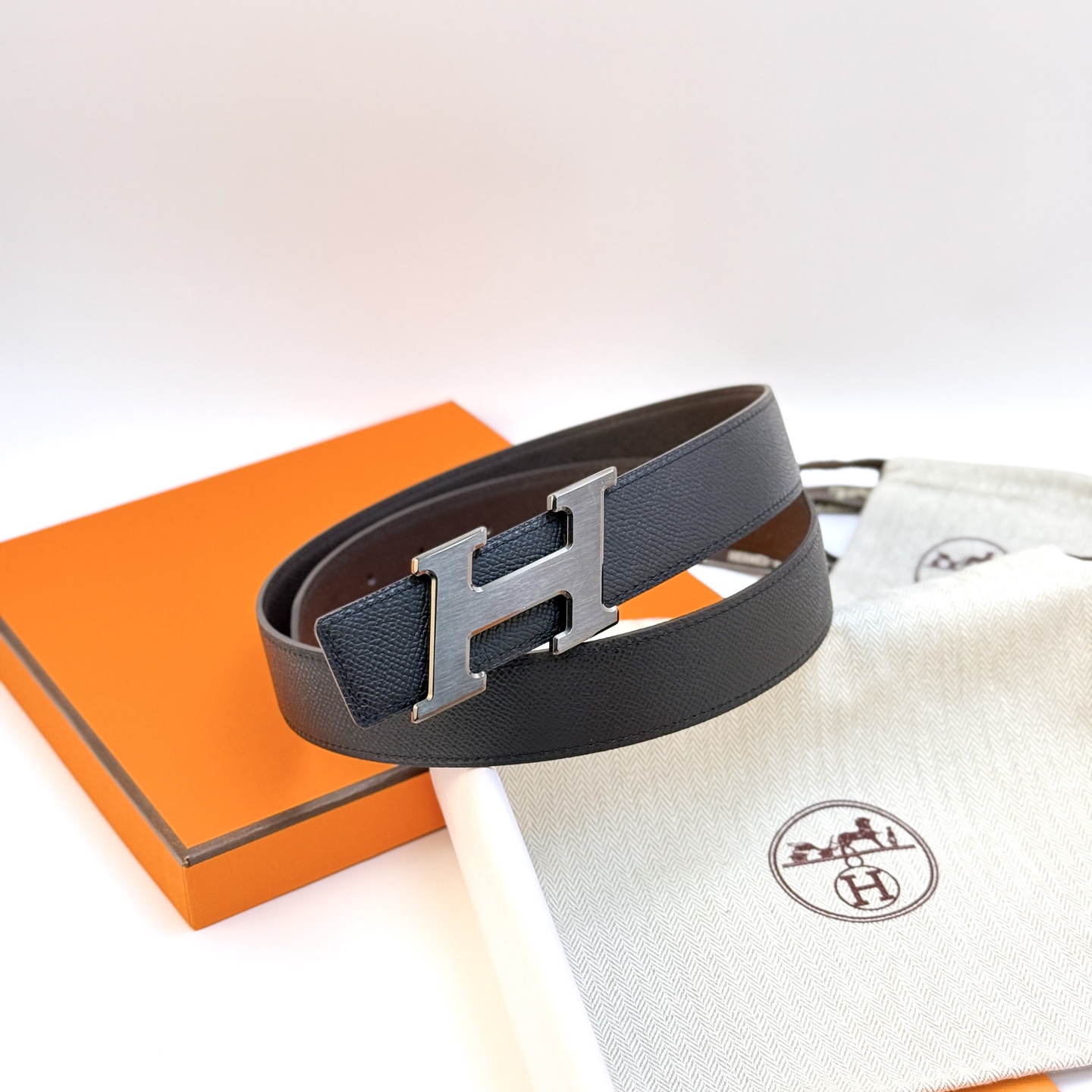 [Hermès Belts]Hermès 3.2 wide high-quality first layer cowhide lychee pattern