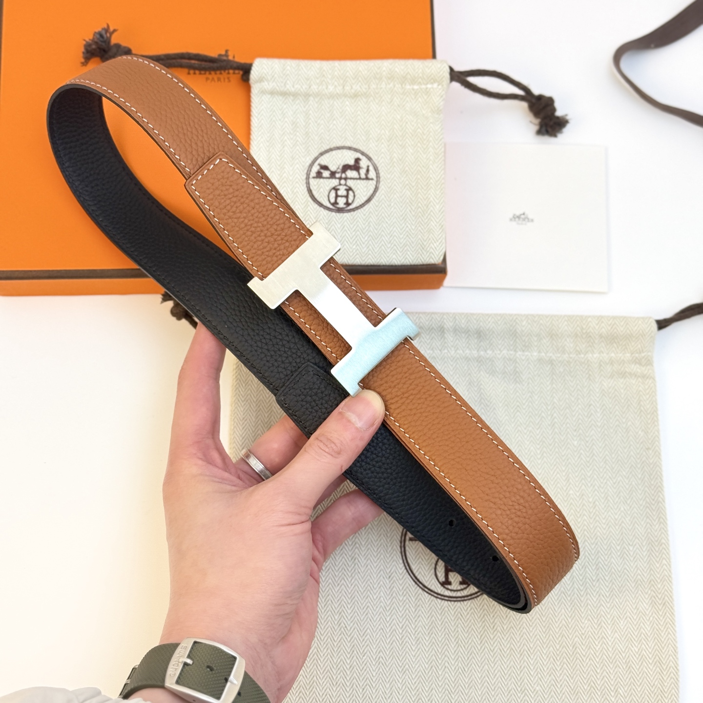 Hermès Constance Reversible Belt Kit 32mm with Palladium H Buckle 7 i1742723003190 413 0 6