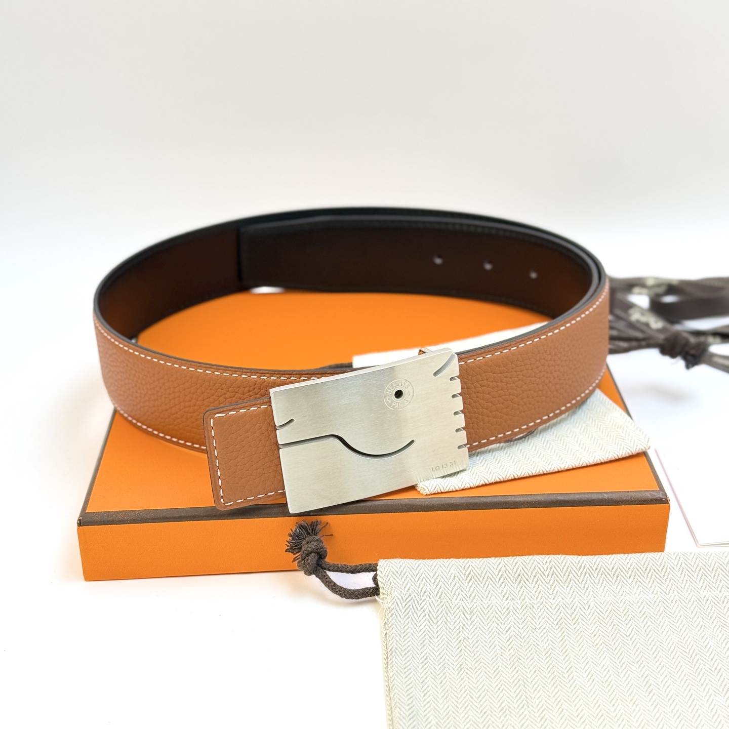 [Hermès Belts]Hermès 3.8 wide high-quality first layer cowhide lychee pattern