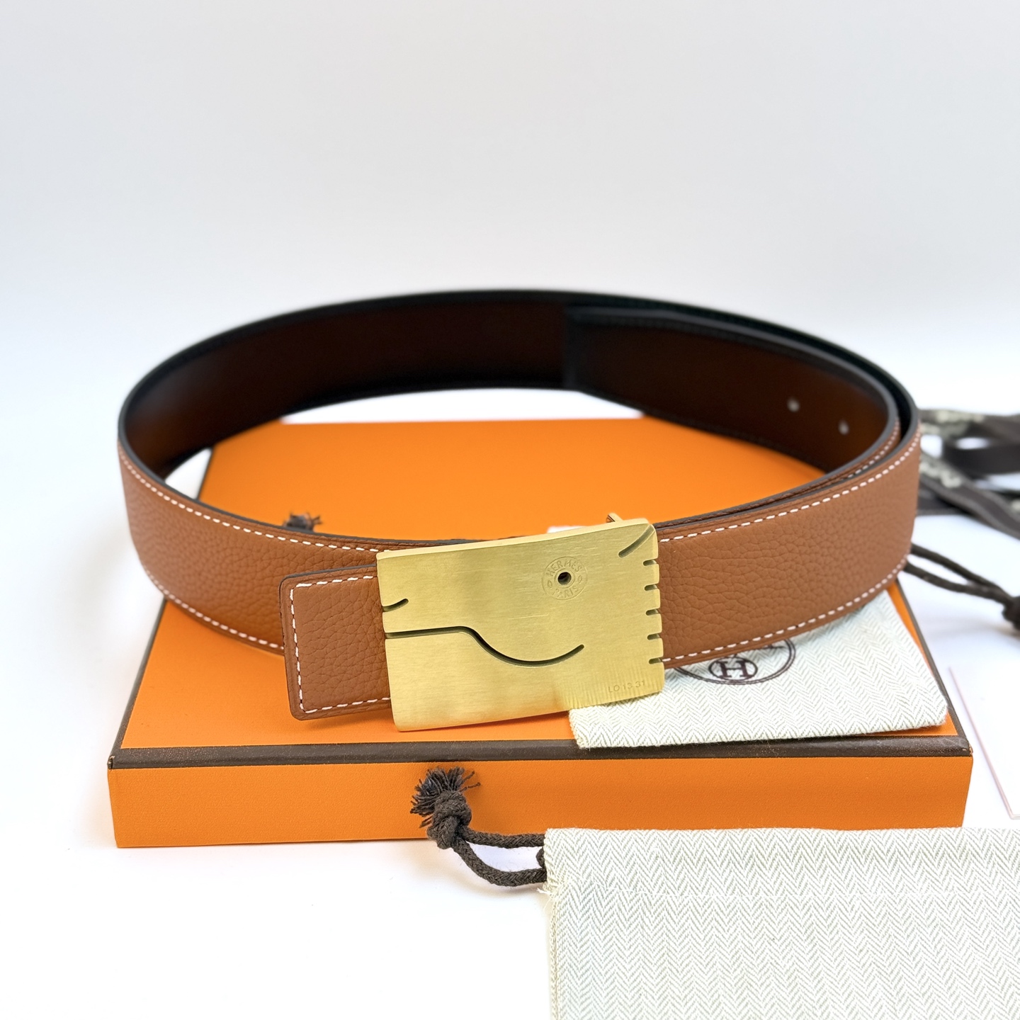 [Hermès Belts]Hermès 3.8 wide high-quality first layer cowhide lychee pattern