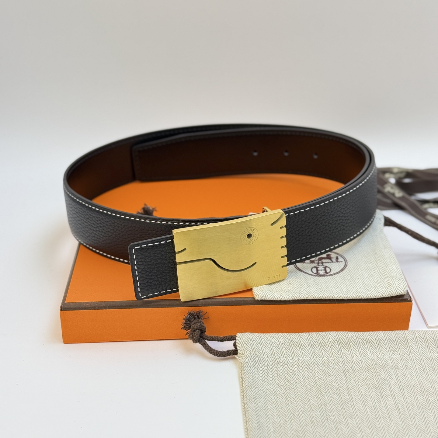[Hermès Belts]Hermès 3.8 wide high-quality first layer cowhide lychee pattern