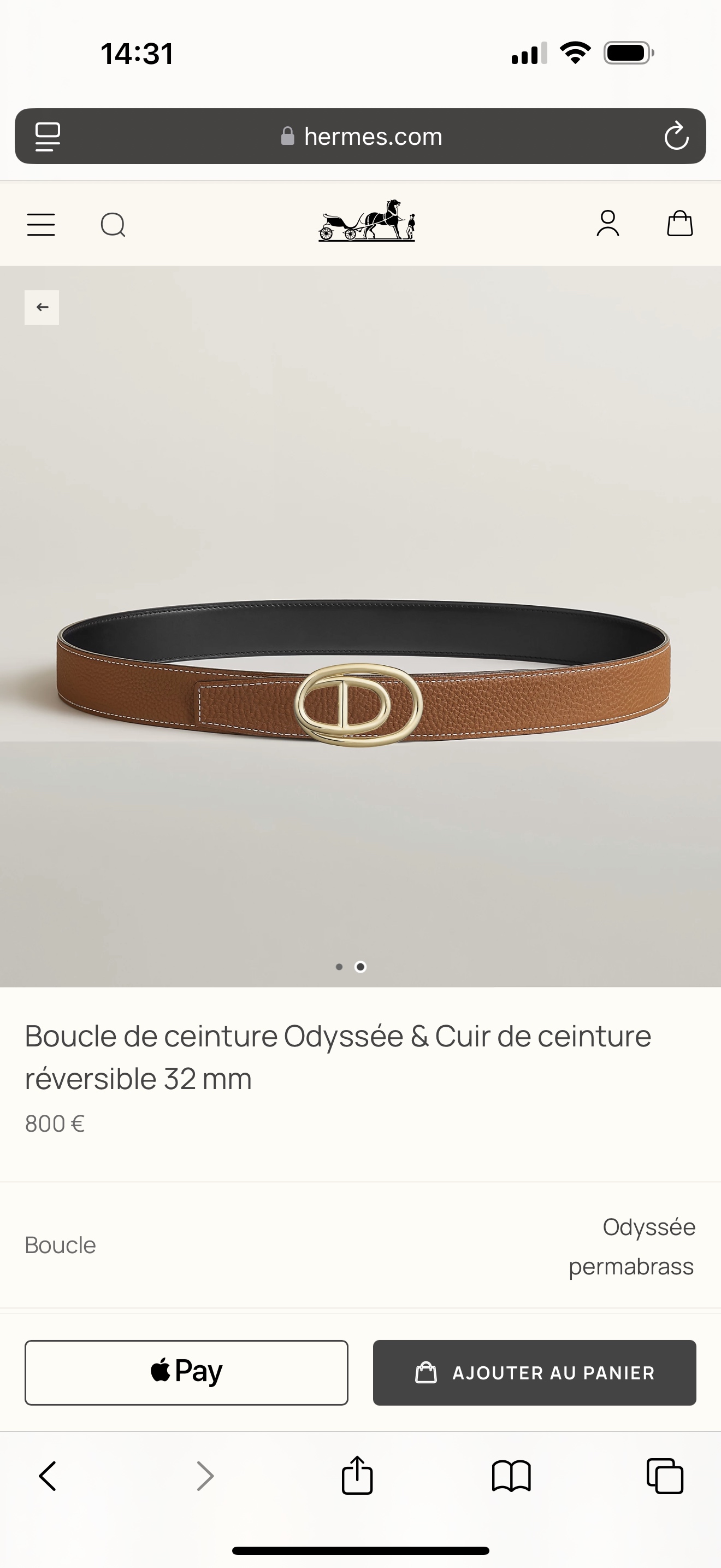 Hermès Odyssée Reversible Belt 32mm - Togo Leather & Permabrass Buckle 2 i1743135339491 6291 0 1