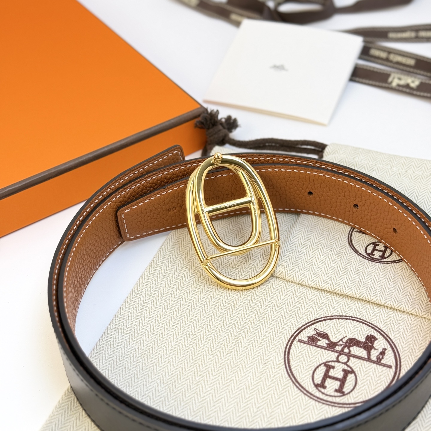 Hermès Odyssée Reversible Belt 32mm - Togo Leather & Permabrass Buckle 4 i1743135339750 51 0 3