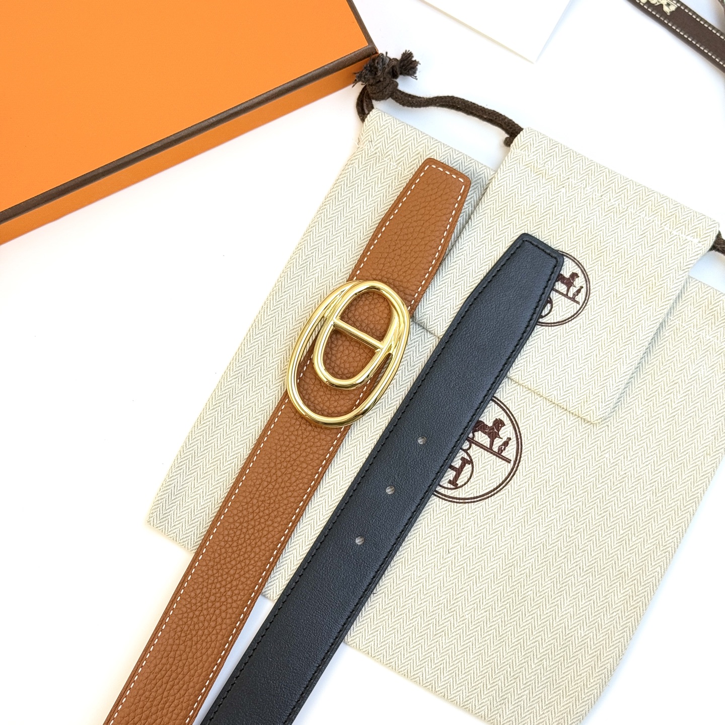Hermès Odyssée Reversible Belt 32mm - Togo Leather & Permabrass Buckle 7 i1743135339756 3022 0 6