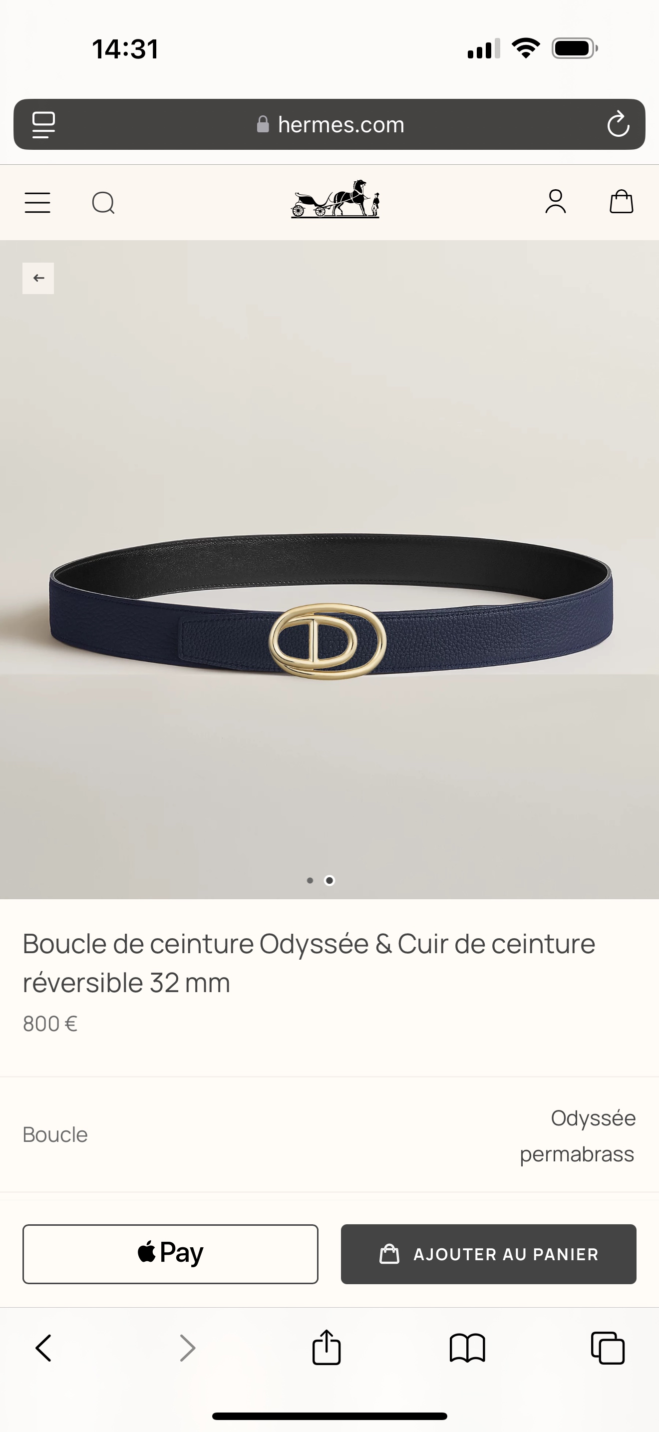 Hermes Odyssee Reversible Leather Belt 32MM with Gold Buckle for Men,Black/Blue 3 i1743135388808 7214 0 7