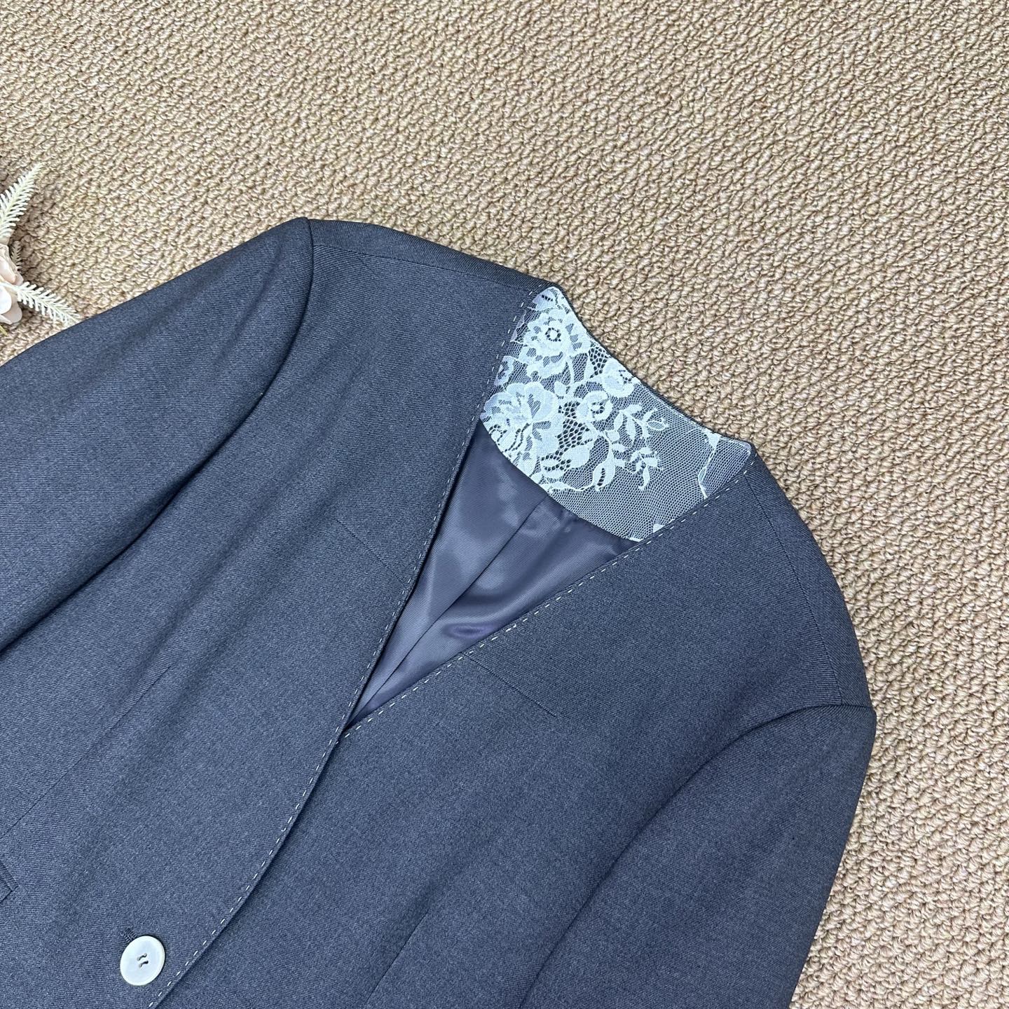 Elegant Lace-Trim Blazer - Sophisticated Collarless Design, Versatile & Chic 4 i1756390299420 2607 0 2