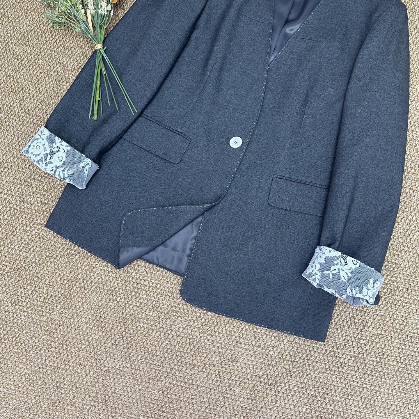 Elegant Lace-Trim Blazer - Sophisticated Collarless Design, Versatile & Chic 6 i1756390299466 7917 0 4