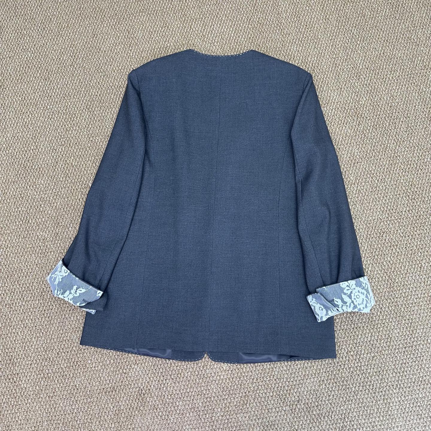 Elegant Lace-Trim Blazer - Sophisticated Collarless Design, Versatile & Chic 7 i1756390300827 6128 0 5