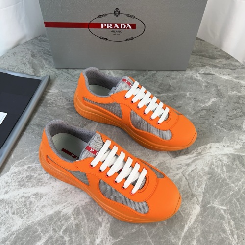 Prada Men's Classic Orange Rubber and Mesh Lace-Up Sneakers, Sizes 35-45