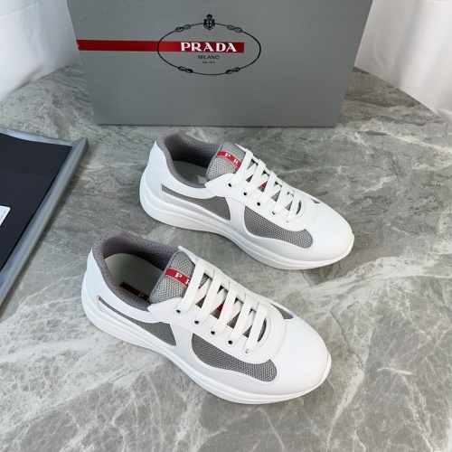 Prada Classic Men's Sneakers White Rubber and Mesh Lace-Up Shoes