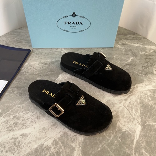 Prada Women's Black Suede Mules with Iconic Triangle Logo, Sizes 35-41 1 Prada Women's Black Suede Mules with Iconic Triangle Logo, Sizes 35-41