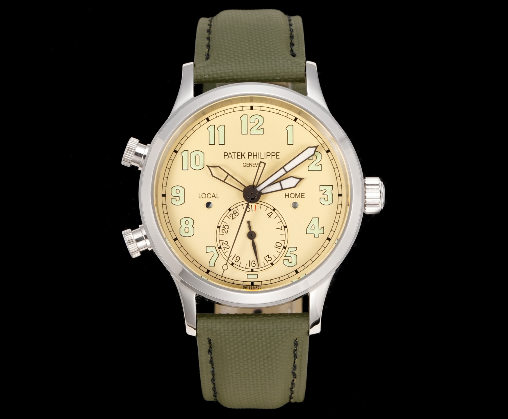 NO:340682,The first functional version of Patek Philippe 5524G in the white gold PP factory is a top sports watch with innovative technology and practical functions. It is a 40.8 mm diameter, stainless steel material, polished and brushed alternately, with a strong sense of layering. The back is a comfortable technical material, and this strap is very soft, durable and fits the wrist. The soul of this grenade watch is not his simple GMT needle, but a two-site time mechanism patented by Patek Philippe, which is extremely elegant and convenient to operate. There are two hidden buttons on the left side of the case, both used to adjust the hour hand and double time zone to realize the functional version. There are a small window on the left and right of the dial, which shows the day and night status of LOCAL and HOME respectively. Equipped with Patek Philippe Caliber324S S  FUS automatic winding movement, with Gyromax balance wheel and Spromax hairspring, ensuring ultra-high accuracy when walking every day. The PP factory has worked hard to create the first version function, welcomes all watch friends to appreciate it, patek philippe19860909白 金 PP厂百达翡丽5524G首家功能对版,一款集创新技术,实用功能独特设计于一身的运动顶级腕表.40.8的毫米直径,不锈钢材质,经过抛光和拉丝交替处理,层次感强.,背面为舒适的技术材质,这种表带非常柔软,耐用且贴合手腕.这款手雷腕表的灵魂所在,并非他简单的GMT针,而是百达翡丽专利的两地时机制,操作极其优雅和便捷.表壳左侧有两个隐藏式按钮,分别都用于快调时针,双时区,实现功能对版.表盘左右各有一个小巧的视窗,分别显示 LOCAL 和HOME的昼夜状态 .搭载百达翡丽Caliber324S S FUS自动上链机芯,拥有Gyromax摆轮和Spromax游丝,确保每天走时的超高精准.PP厂用心良苦打造首家对版功能,欢迎各大表友品鉴,,patek philippe,Watch